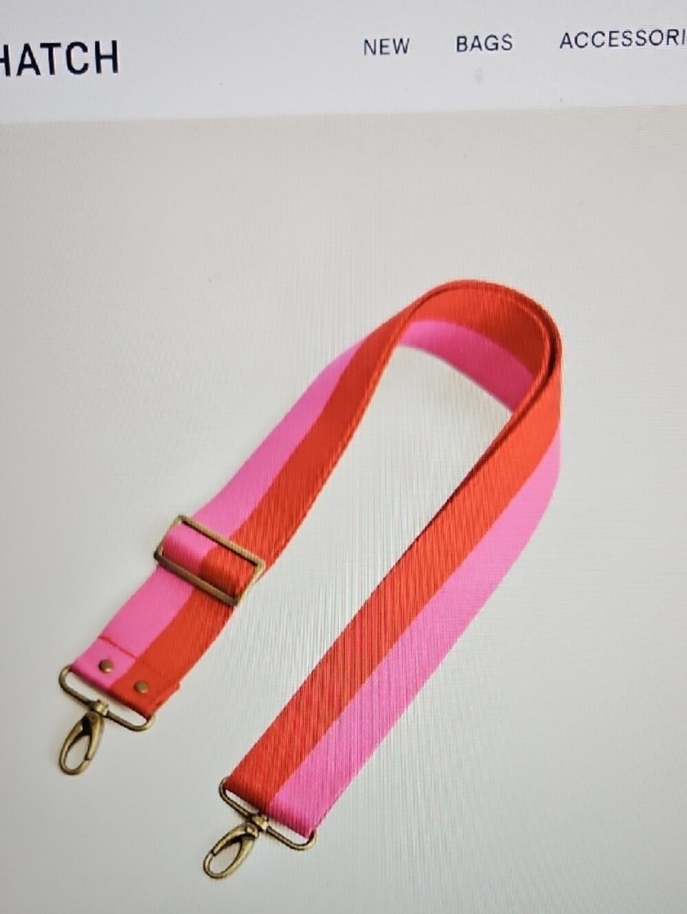 Parker Thatch Adjustable Pink and Red Stripe Crossbody Strap - Picture 6 of 6